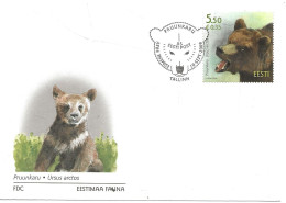 Estonia Eesti Estland 2009  Native Fauna (VIII), Brown Bear, Ursus Arctus Mi 643 FDC - Estonie