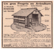 1932 - Publicité - Matériel Avicole Duquesne à Montfort-sur-Risle (Eure) - Werbung