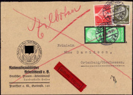 604282 | Brief Mit Siegel Des Arbeitsdienst Der Weiblichen Jugend, Landesstelle Hessen, RAD | Frankfurt (W 6000) - Cartas & Documentos