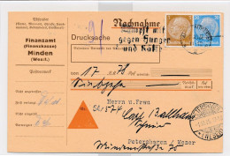 1935 Zahlkarte Nachnahme Deutsches Reich Minden Petershagen - Usados