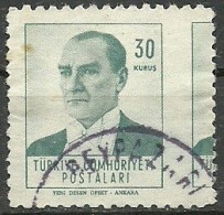 Turkey; 1961 Regular Stamp 30 K. ERROR "Shifted Perf." - Used Stamps
