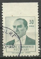 Turkey; 1961 Regular Stamp 30 K. ERROR "Imperforate Edge" - Usados