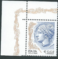Italia 2003 ; La Donna Nell' Arte Da € 0,02 S.p.A. ; Angolo Superiore Sinistro - 2001-10: Neufs