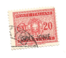 (COLONIE E POSSEDIMENTI) 1941, ISOLE JONIE, SEGNATASSE SOPRASTAMPATI, 20c - Francobollo Usato (CAT. SASSONE N.2) - Ionische Inseln