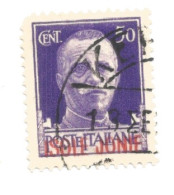 (COLONIE E POSSEDIMENTI) 1941, ISOLE JONIE, SOPRASTAMPATI, 50c - Francobollo Usato (CAT. SASSONE N.6) - Isole Ionie
