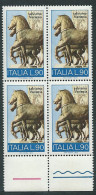 Italia 1973; Salviamo Venezia : Cavalli Di Bronzo : Quartina Di Bordo Inferiore - 1971-80: Mint/hinged