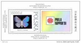** Bl. 101 Poland Butterfly Hologram Phila Nippon 1991 - Mariposas