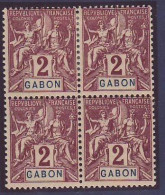 Gabon 2c Groupe N°17 Bloc De 4 **/* Superbe - Unused Stamps
