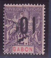 Gabon 2F Surcharge Renversee Variete Debut De Double Surch ** SUP Signe Unique ? - Unused Stamps