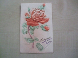 Carte Postale Ancienne En Relief ROSE Souvenir - Fleurs