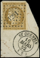 O FRANCE - Poste - 1b, Oblitéré PC 1281 Sur Fragment, Signé Brun Et Scheller: 10c. Bistre-verdâtre - 1849-1850 Ceres