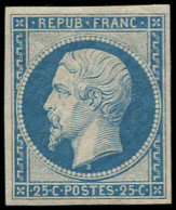 * FRANCE - Poste - 10, Signé Scheller, Belles Marges: 25c. Présidence Bleu - 1852 Luis-Napoléon