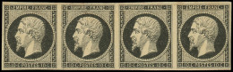 ** FRANCE - Poste - 13A, Bande De 4 Essais En Noir, Type I: 10c. Napoléon III - 1853-1860 Napoléon III