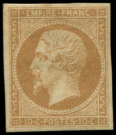 * FRANCE - Poste - 13A, Type I, Signé Scheller: 10c. Bistre - 1853-1860 Napoleone III
