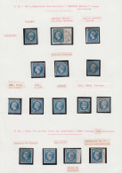 O FRANCE - Poste - 14, Type I Et II, Petite étude De 43 Unités, 8 Paires, Une Bande De 3, Et 3 Lettres, Nuances, Oblitér - 1853-1860 Napoléon III.