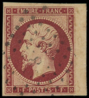 O FRANCE - Poste - 18a, Obl. PC 8 (Agde), Signé Miro Et Cotin + Certificat, Bdf: 1f. Carmin Foncé - 1853-1860 Napoléon III.