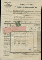 LET FRANCE - Poste - 19, Oblitération Sur Avertissement Fiscal, Cad. 15/2/69: 1c. Vert-olive - 1849-1876: Periodo Classico