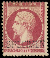 (*) FRANCE - Poste - 24d, Surchargé Spécimen, Signé Brun: 80c. Rose - 1862 Napoléon III.