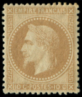 * FRANCE - Poste - 28B, Type II, Signé Scheller: 10c. Bistre - 1863-1870 Napoléon III Con Laureles