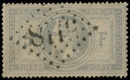 O FRANCE - Poste - 33, Gros Chiffres "5118" Yokohama (réparé Angle Supérieur Droit): 5f. Violet-gris - 1863-1870 Napoleon III With Laurels