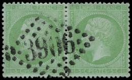 O FRANCE - Poste - 35, En Paire GC "3906": 5c. Vert Pâle S. Bleu - 1863-1870 Napoléon III Con Laureles