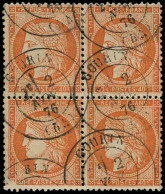 O FRANCE - Poste - 38, Bloc De 4 Dont 1 Exemplaire Coin Du Bas Gauche Non Imprimé, Superbe: 40c. Orange - 1870 Beleg Van Parijs