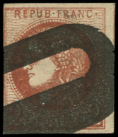 O FRANCE - Poste - 40B, Report 2, Signé Scheller, Marges Intactes, Annulation Typographique: 2c. Brun-rouge - 1870 Emissione Di Bordeaux