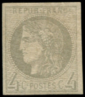 * FRANCE - Poste - 41B, Report 2 (gomme Moyenne): 4c. Gris - 1870 Bordeaux Printing