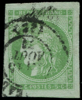 O FRANCE - Poste - 42B, Report 2, Grandes Marges à Droite: 5c. Vert-jaune - 1870 Ausgabe Bordeaux