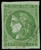 O FRANCE - Poste - 42Bc, Report 2, Belle Couleur, Signé Scheller: 5c. Vert-gris - 1870 Bordeaux Printing