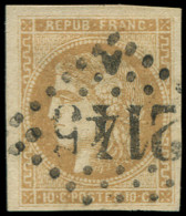 O FRANCE - Poste - 43A, Report 1, Signé Scheller, GC 2145, Belles Marges: 10c. Bistre - 1870 Ausgabe Bordeaux