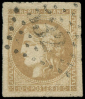 O FRANCE - Poste - 43Ab, Oblitération GC 532, Certificat Calves, Belles Marges: 10c. Bistre-verdâtre - 1870 Bordeaux Printing