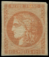 * FRANCE - Poste - 48, Signé, Marges Intactes (couleur Sans Doute Passée): 40c. Orange - 1870 Ausgabe Bordeaux