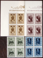 Liechtenstein 1953: Gemäldeserie IV Zu 255-258 Mi 311-314 Yv 273-276 In Blocks ** Postfrisch MNH (Zumstein CHF 480.00) - Ungebraucht