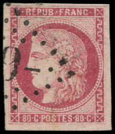 O FRANCE - Poste - 49, Signé Scheller, Belles Marges: 80c. Rose - 1870 Uitgave Van Bordeaux