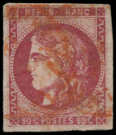 O FRANCE - Poste - 49, Oblitération "rouge": 80c. Rose - 1870 Emisión De Bordeaux