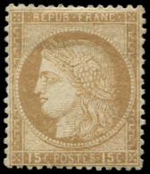 * FRANCE - Poste - 55, Signé Brun: 15c. Bistre - 1871-1875 Ceres