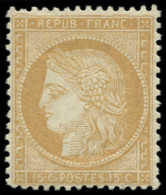 * FRANCE - Poste - 59, Signé Scheller: 15c. Bistre - 1871-1875 Cérès