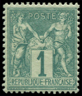 ** FRANCE - Poste - 61, Type I, Signé Calves: 1c. Vert - 1876-1878 Sage (Tipo I)