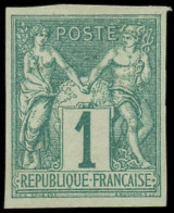 (*) FRANCE - Poste - 61a, Non Dentelé: 1c. Vert - 1876-1878 Sage (Typ I)