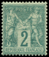 * FRANCE - Poste - 62, Type I, Très Frais, Signé Scheller: 2c. Vert - 1876-1878 Sage (Typ I)