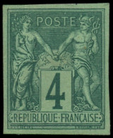 (*) FRANCE - Poste - 63b, Non Dentelé, Granet Type II: 4c. Vert Foncé Sur Vert - 1876-1878 Sage (Tipo I)