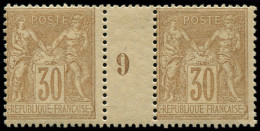 ** FRANCE - Poste - 80, Paire Millésime "9" (millésime *): 30c. Brun - 1876-1898 Sage (Tipo II)
