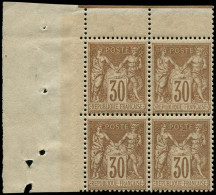 ** FRANCE - Poste - 80, Bloc De 4 Coin De Feuille: 30c. Brun-jaune - 1876-1898 Sage (Tipo II)
