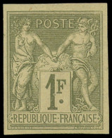 * FRANCE - Poste - 82b, Non Dentelé, Granet: 1f. Vert-bronze - 1876-1898 Sage (Type II)