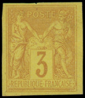 * FRANCE - Poste - 86a, Non Dentelé, Signé: 3c. Bistre Sur Jaune - 1876-1898 Sage (Tipo II)