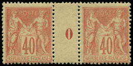 ** FRANCE - Poste - 94, Paire Millésime "0" (millésime *): 40c. Orange - 1876-1898 Sage (Type II)