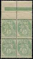 ** FRANCE - Poste - 111, Bloc De 4 Piquage à Cheval, Bdf: 5c. Blanc Vert Jaune (Spink) - Unused Stamps