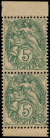 ** FRANCE - Poste - 111f, Paire Verticale De Carnet: 5c. Blanc Vert - Neufs