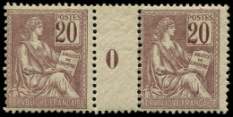 ** FRANCE - Poste - 113, Paire Millésime "0" (* Sur Bdf): 20c. Mouchon Brun Lilas - Nuevos